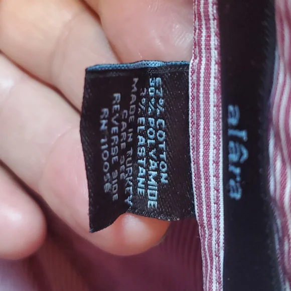 Alara Burgundy Stripe Button Down Shirt. Size S - Picture 3 of 6